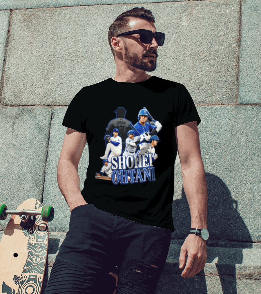 Los Angeles Dodgers Shohei Ohtani Baseball Player Collage T-Shirt