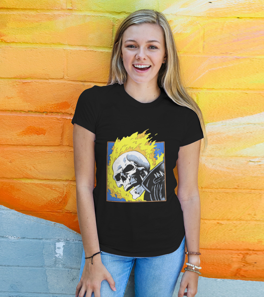 Marvel Ghost Rider Flaming Skull 1976 Comic Cover T-Shirt