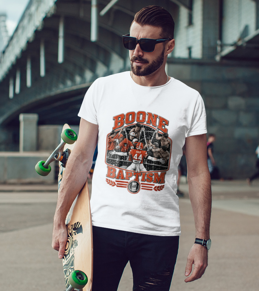 Boone Baptism Kolb Douglas Football Players Spraying Beer Celebration T-Shirt