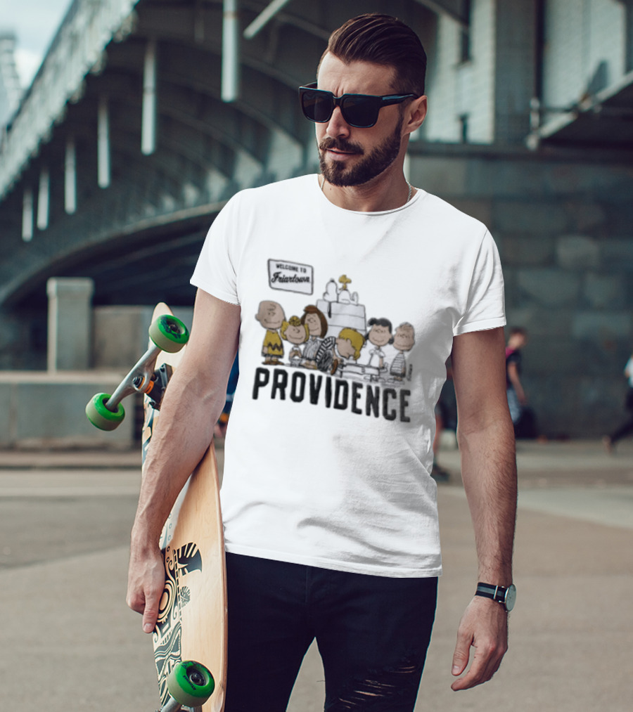 Peanuts X Providence Welcome To Friartown Charlie Brown Snoopy Woodstock Lucy Linus T-Shirt