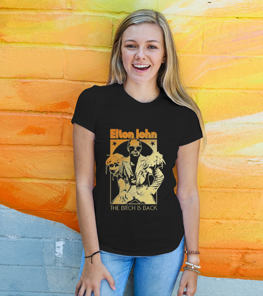 Elton John The Bitch Is Back Retro Style Gold T-Shirt