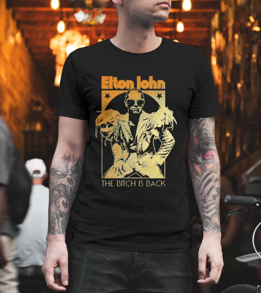 Elton John The Bitch Is Back Retro Style Gold T-Shirt