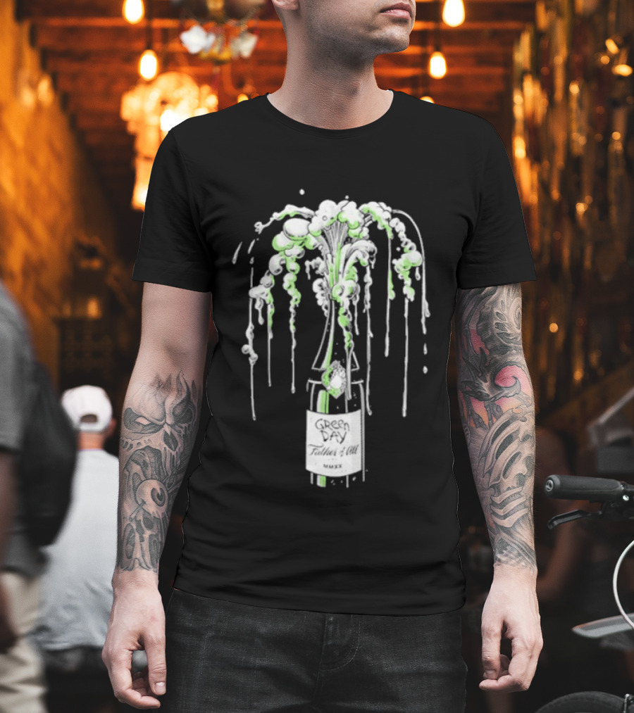 Green Day Father Of All Champagne Unicorn Bottle Burst T-Shirt
