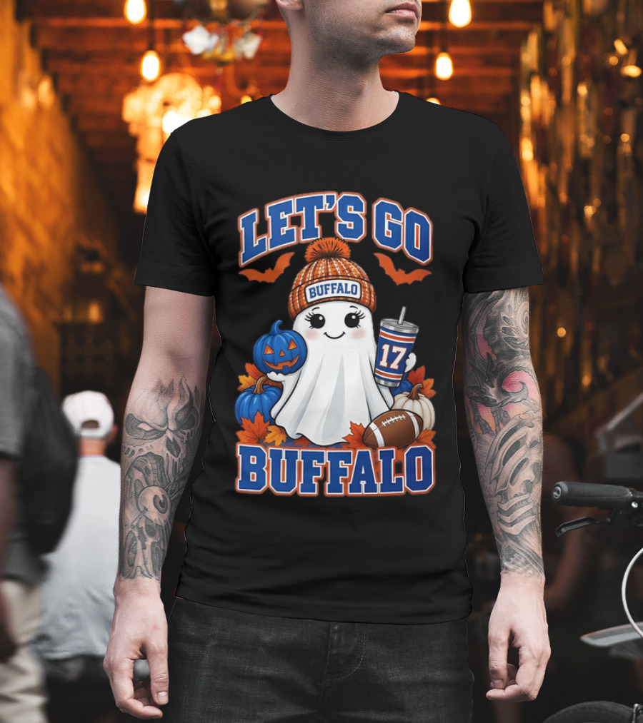 Let's Go Buffalo Halloween Ghost Football Festive Pumpkins 2026 T-Shirt