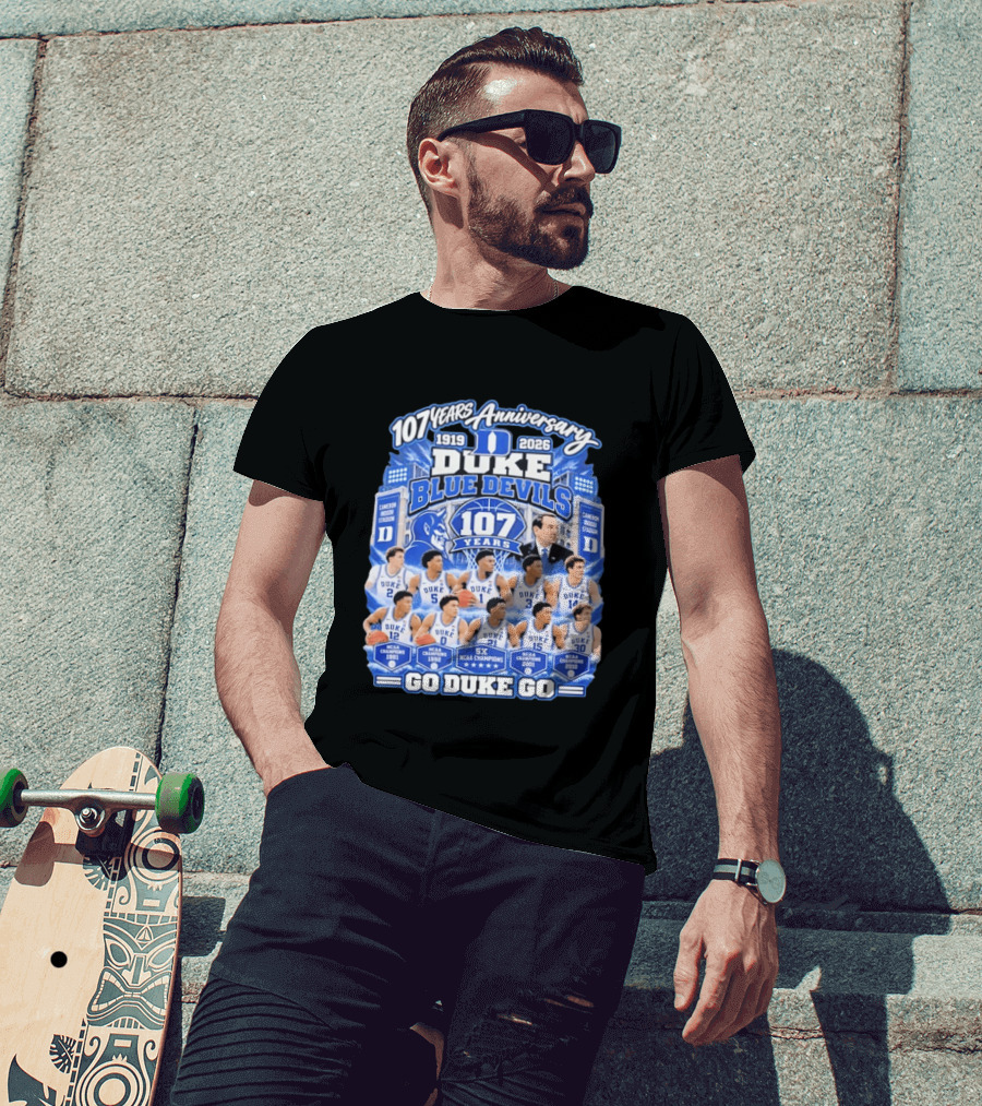 107 Years Anniversary 1919 2026 Duke Blue Devils NCAA Champions 5X Go Duke Go T-Shirt