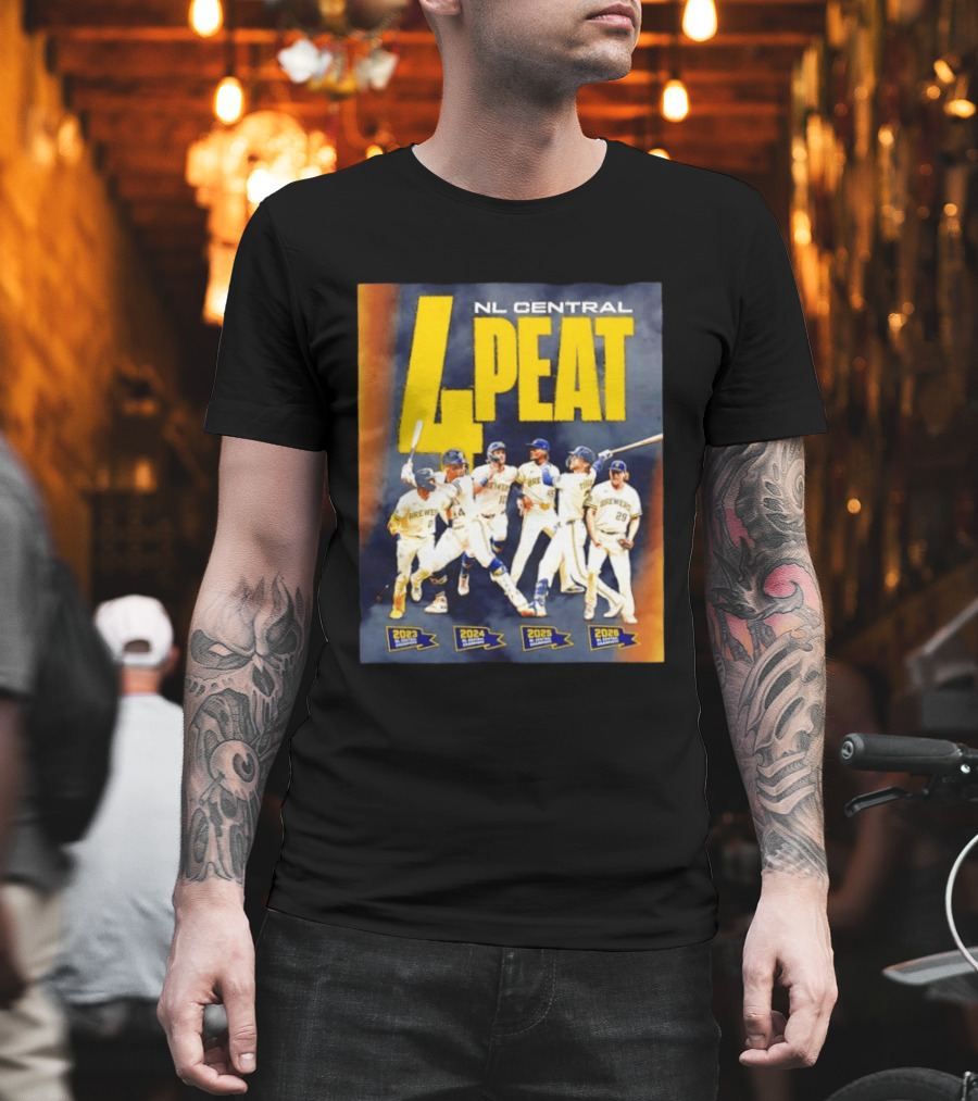 Milwaukee Brewers 4 Peat NL Central Champs 2023 2026 Players Edition T-Shirt