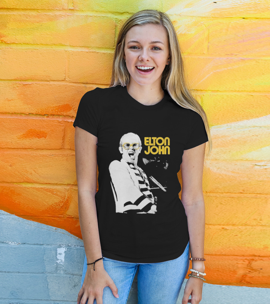 Elton John Classic Concert Series Iconic Glasses And Microphone T-Shirt