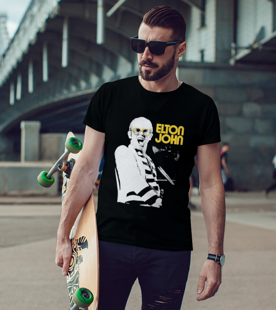 Elton John Classic Concert Series Iconic Glasses And Microphone T-Shirt
