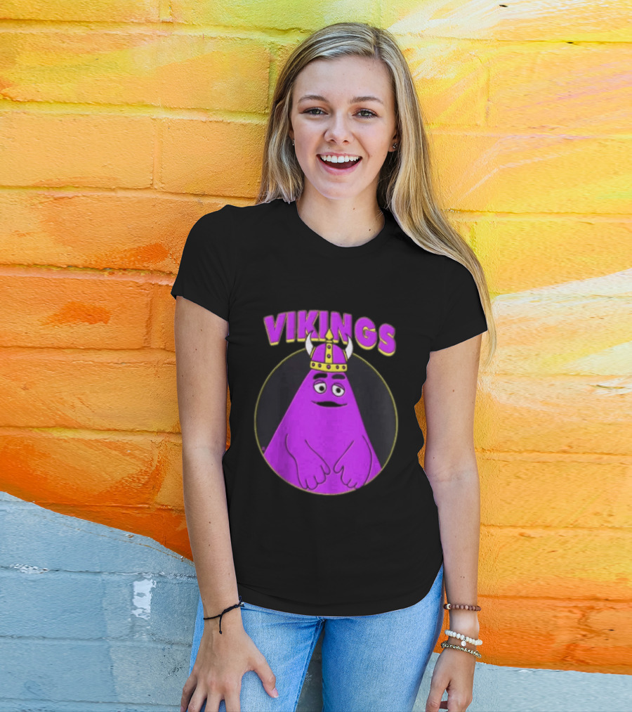 Vikings Purple Character With Horned Helmet T-Shirt