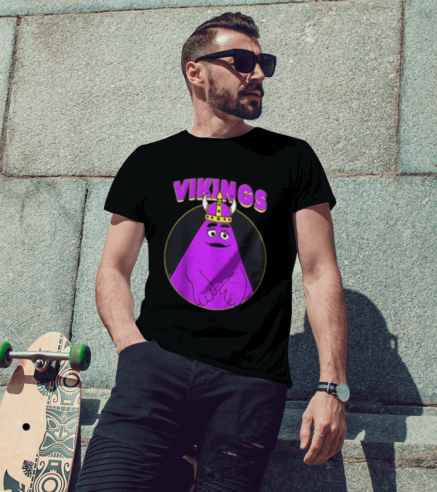 Vikings Purple Character With Horned Helmet T-Shirt