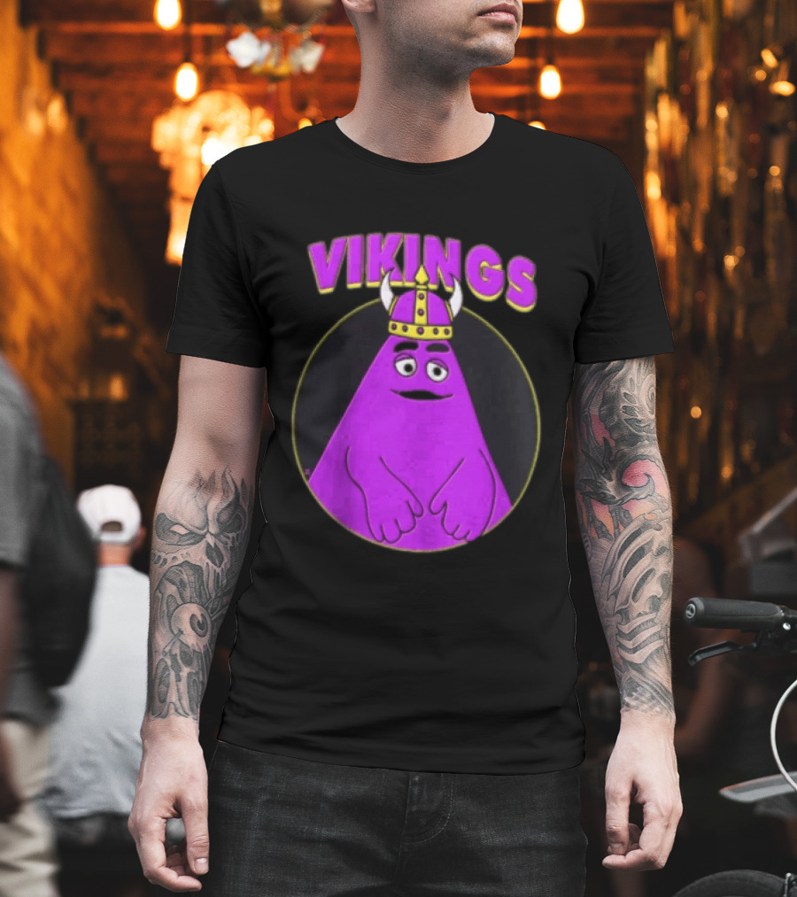 Vikings Purple Character With Horned Helmet T-Shirt