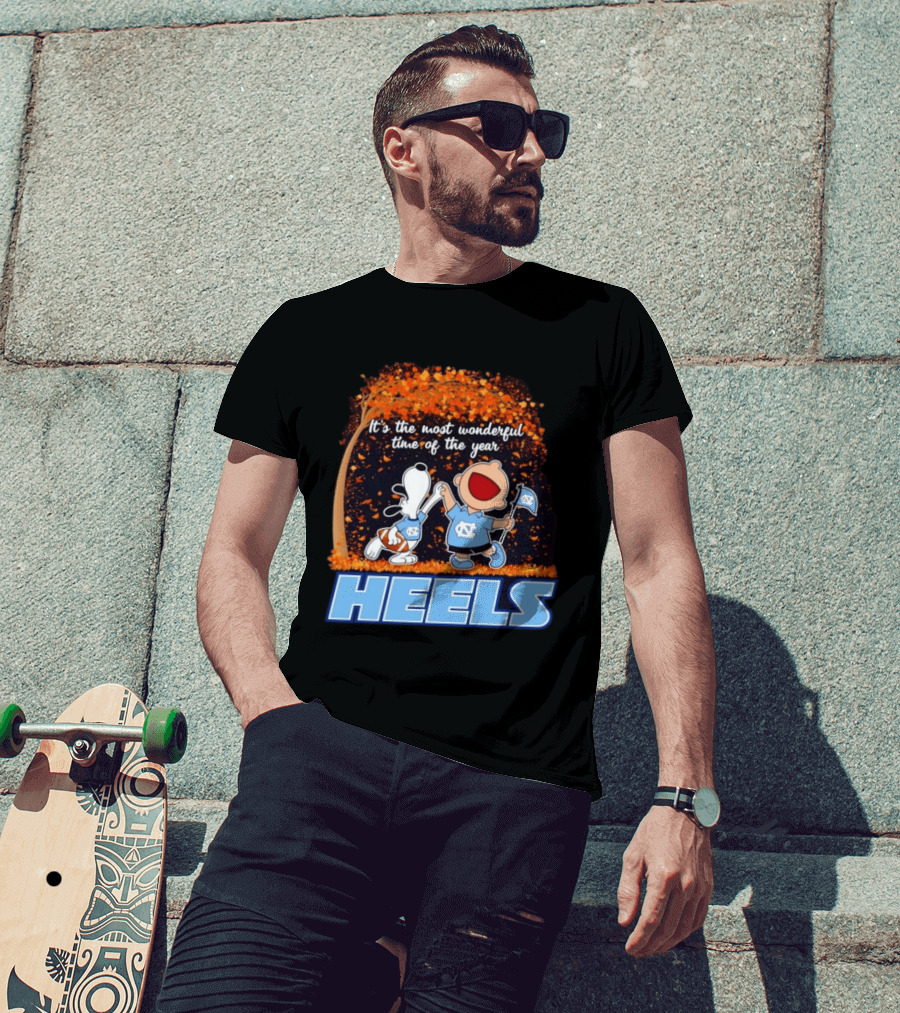 It's The Most Wonderful Time Snoopy Charlie Brown Dancing North Carolina Tar Heels T-Shirt