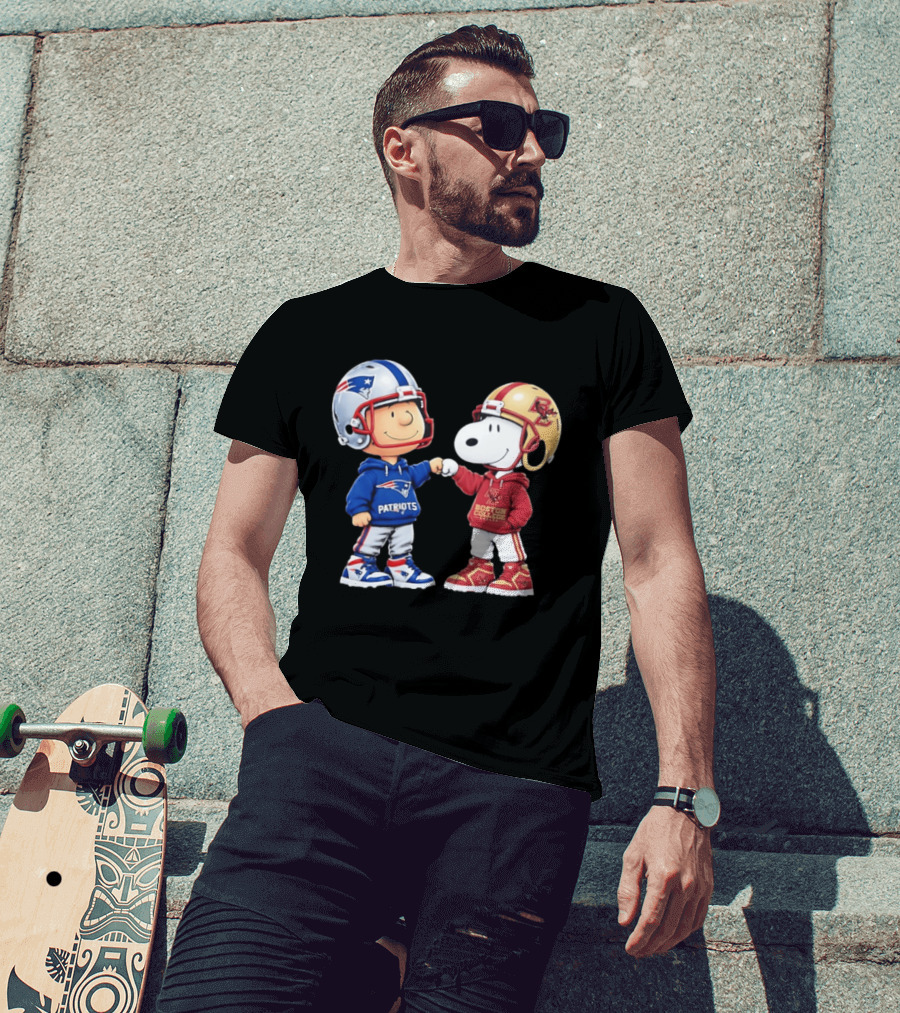 Snoopy Charlie Brown Patriots Boston College Eagles Fist Bump T-Shirt