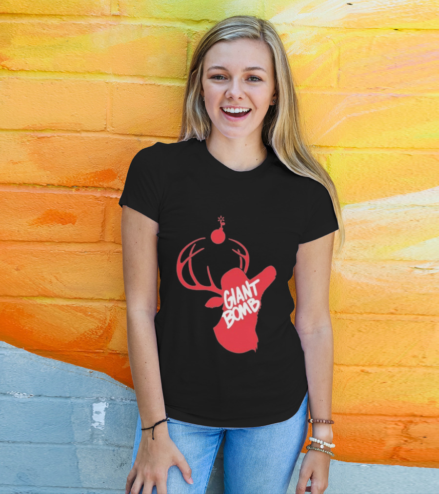 Giant Bomb Red Deer Antlers With Bomb T-Shirt