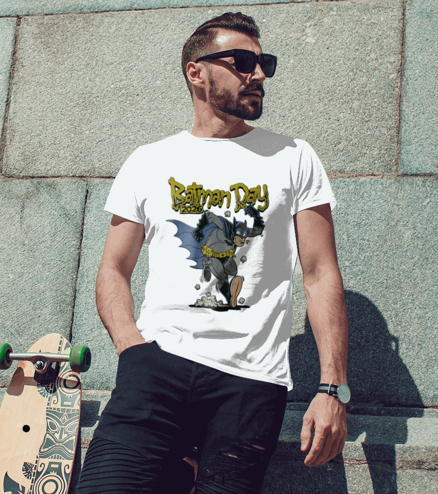 Batman Day 2026 Cartoon Running With Batarang T-Shirt