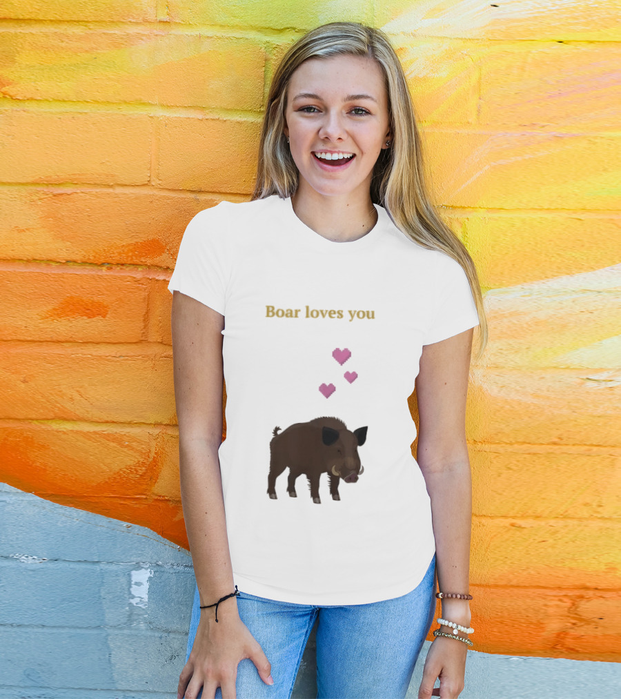 Boar Loves You With Pink Hearts T-Shirt