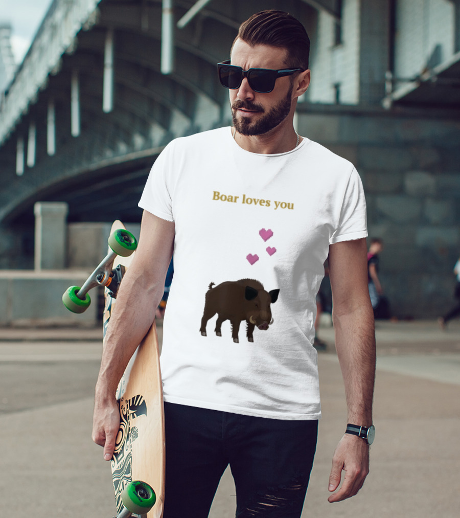 Boar Loves You With Pink Hearts T-Shirt