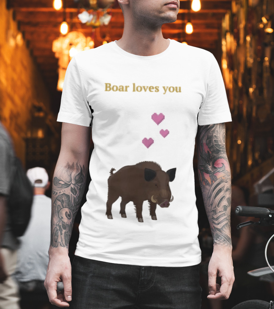 Boar Loves You With Pink Hearts T-Shirt