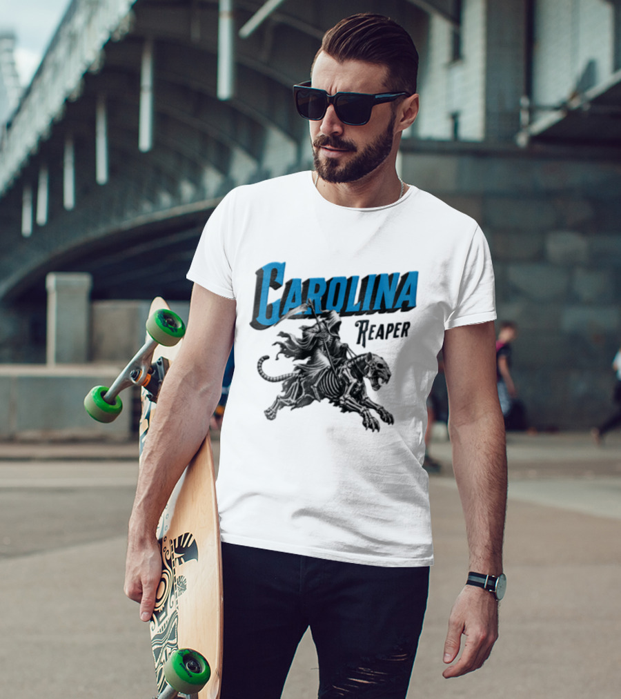 Carolina Reaper Grim Reaper Riding Skeleton Panther T-Shirt