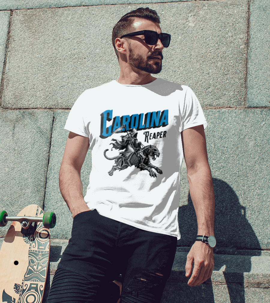 Carolina Reaper Grim Reaper Riding Skeleton Panther T-Shirt