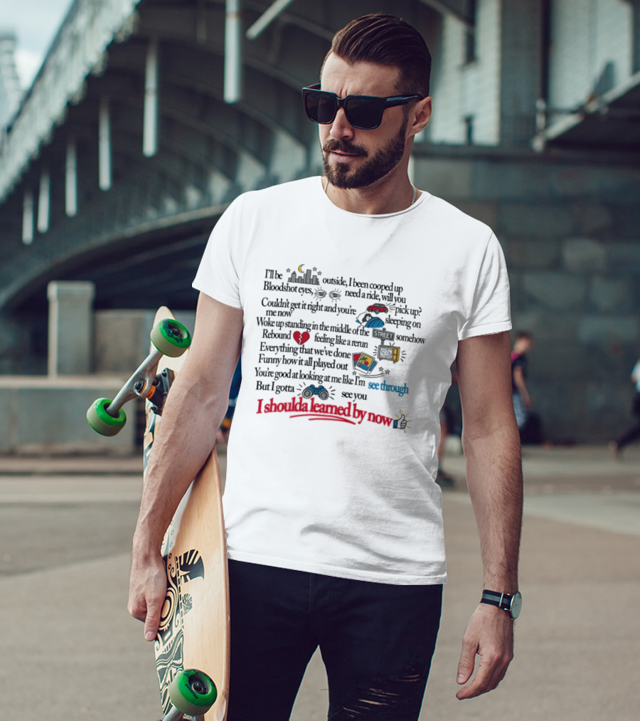 The Band Camino See Through Lyric Text With Heart And Sun Illustrations T-Shirt