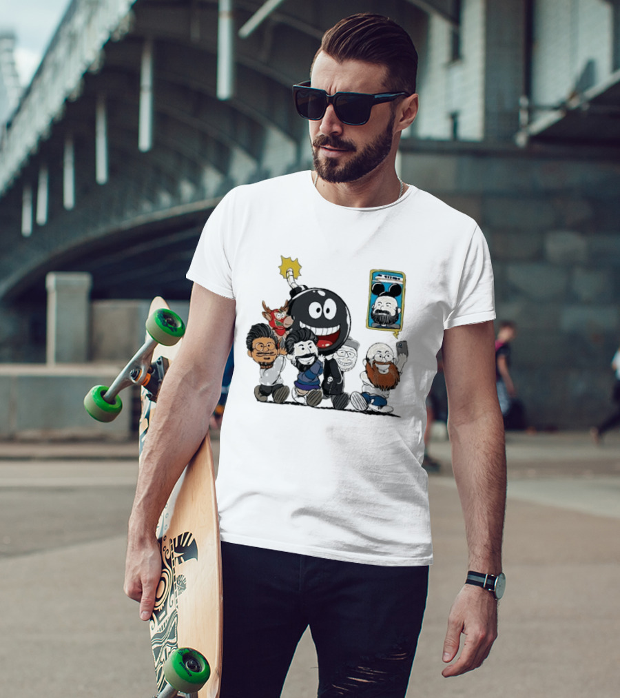 We Bought A Bomb Cartoon Characters With Deer And Giant Bomb T-Shirt