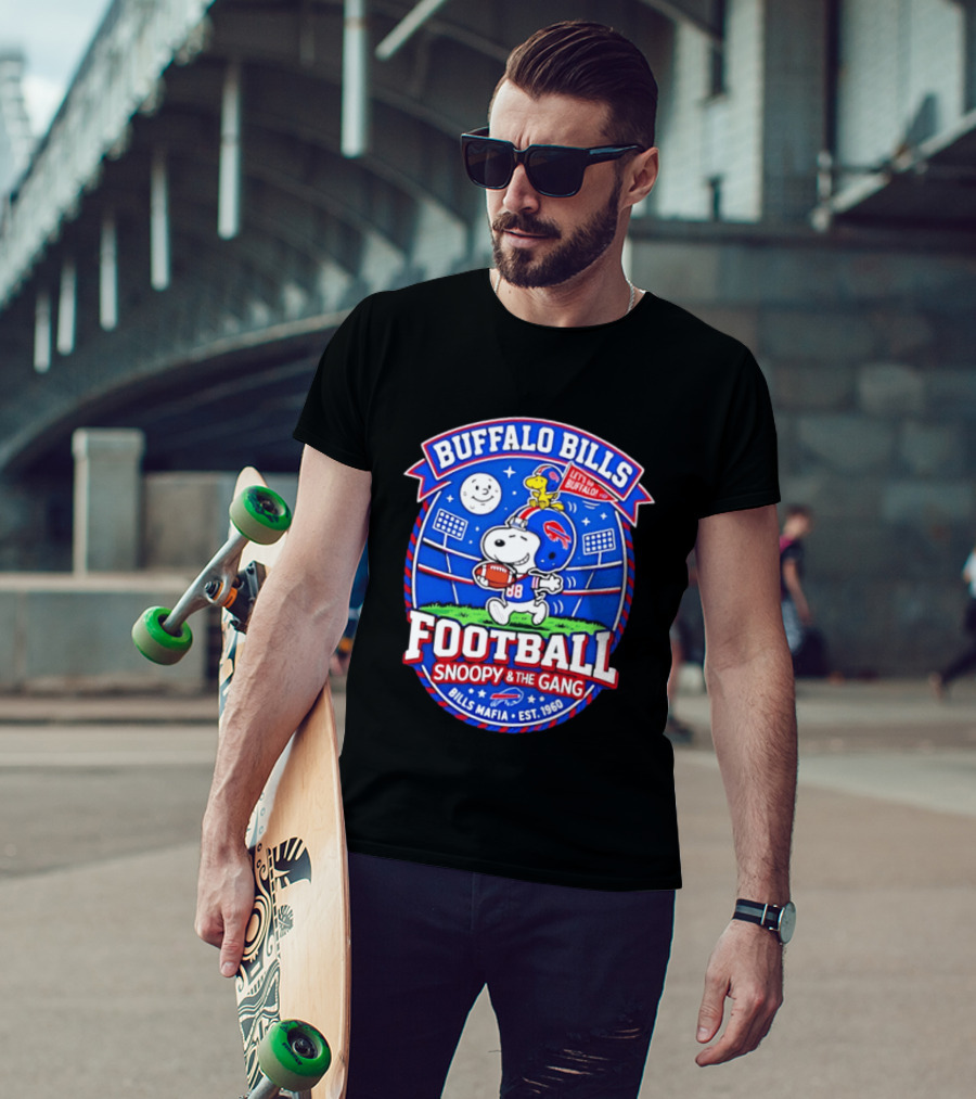 Buffalo Bills Football Snoopy & The Gang Bills Mafia Est 1960 Let's Go Buffalo T-Shirt