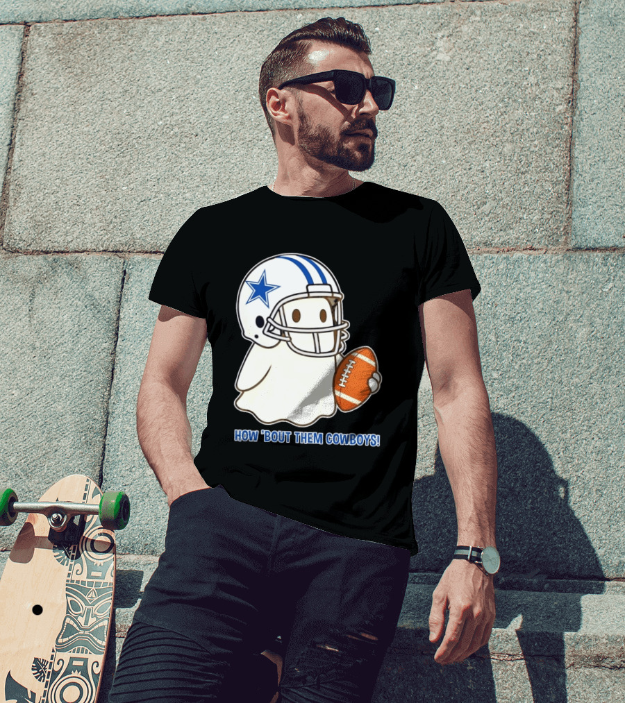 Dallas Cowboys How 'Bout Them Cowboys Halloween Ghost Football Star Helmet Football T-Shirt