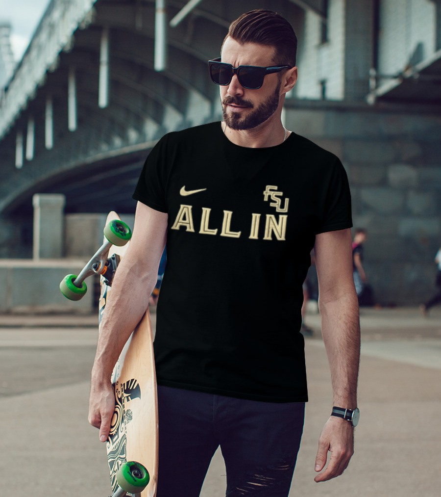 Nike Florida State University FSU All In Gold Black T-Shirt