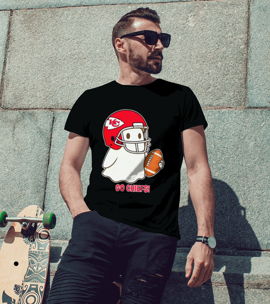 Kansas City Chiefs Go Chiefs Halloween Ghost Football Helmet T-Shirt