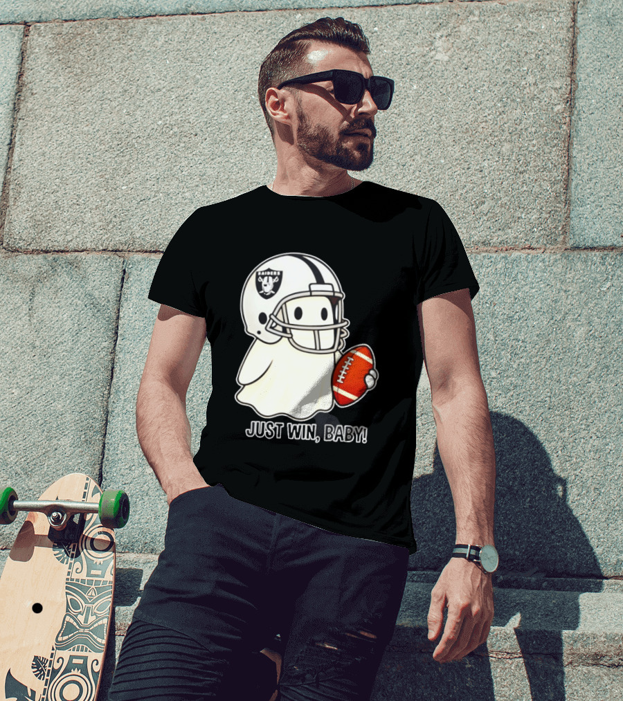 Las Vegas Raiders Just Win Baby Ghost Football Halloween 2026 T-Shirt