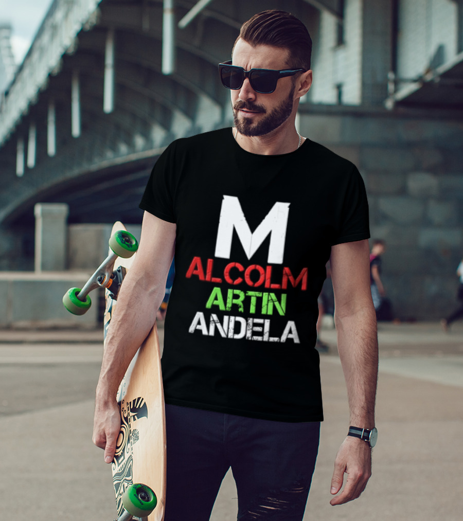 Malcolm Martin Mandela Distressed Stacked T-Shirt