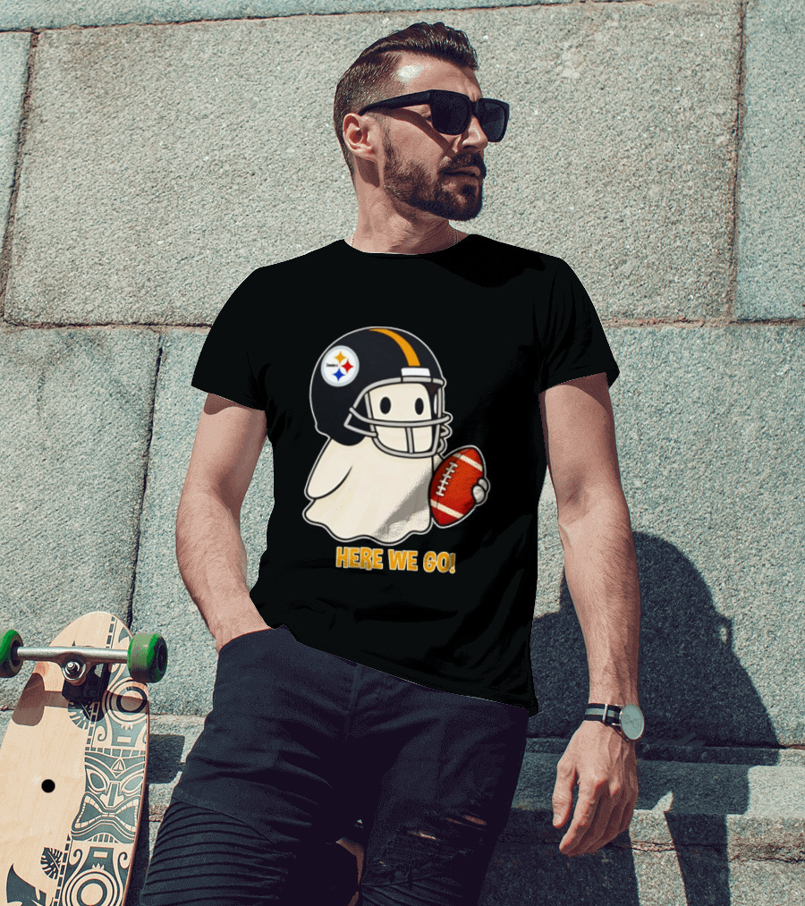 Pittsburgh Steelers Halloween Ghost Football Here We Go 2026 T-Shirt