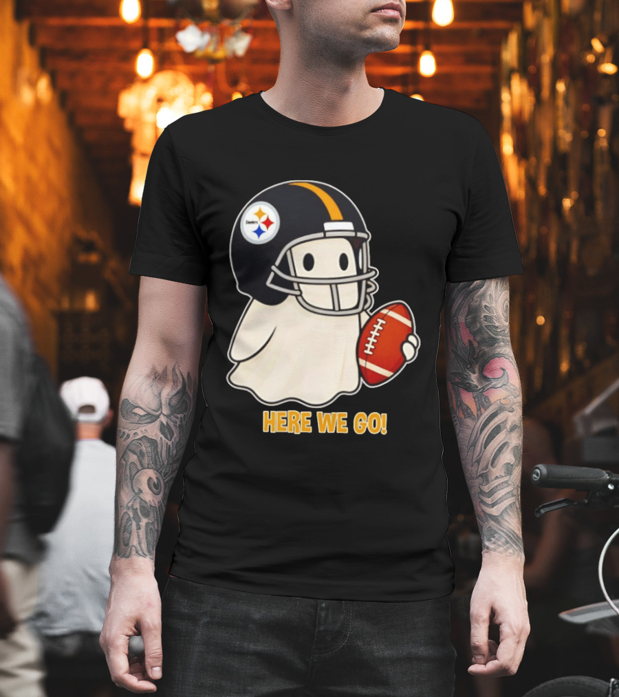 Pittsburgh Steelers Halloween Ghost Football Here We Go 2026 T-Shirt