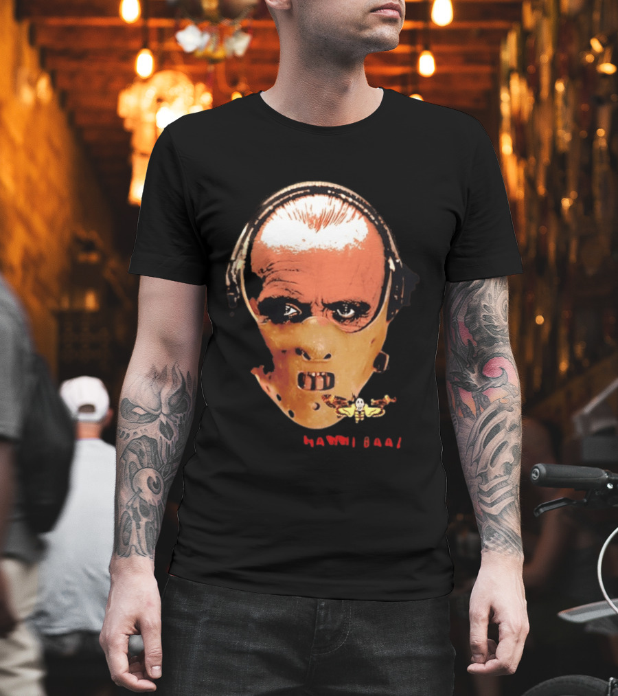 Hannibal Lecter Silence Of The Lamb Halloween Horror Mask With Skull Moth T-Shirt