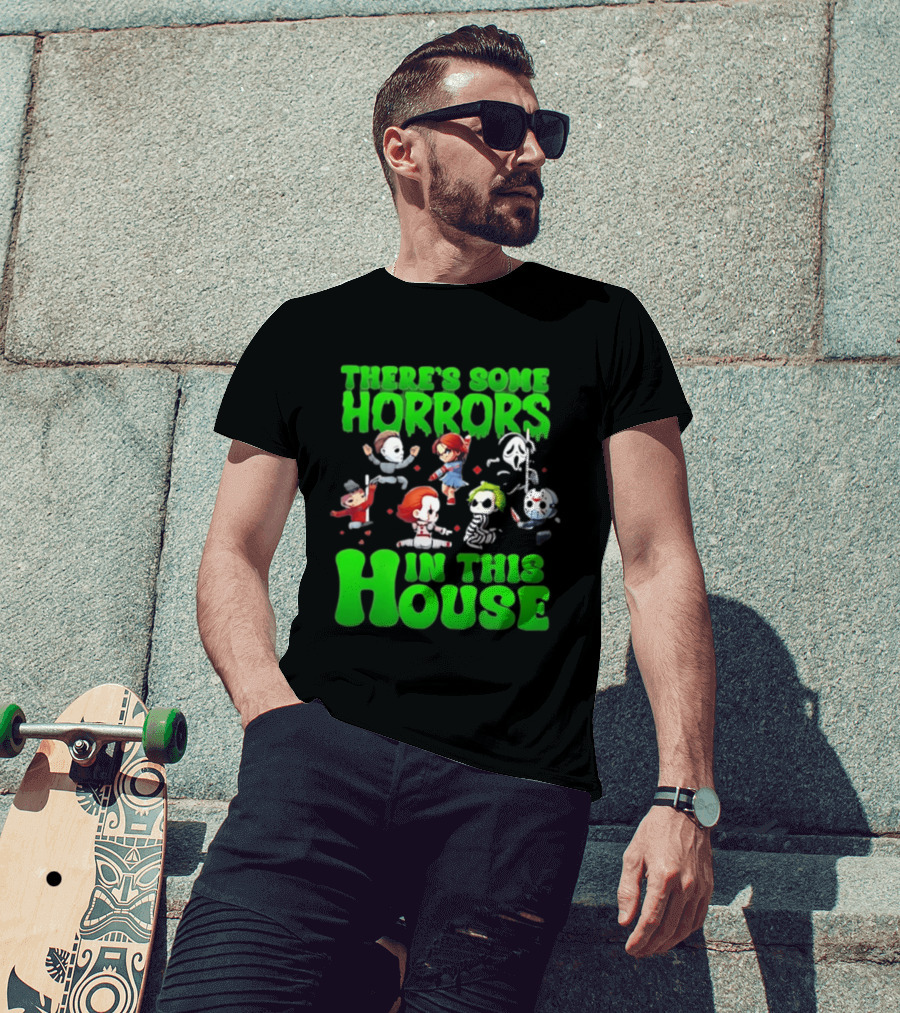There's Some Horrors In This House Halloween Characters Dancing T-Shirt
