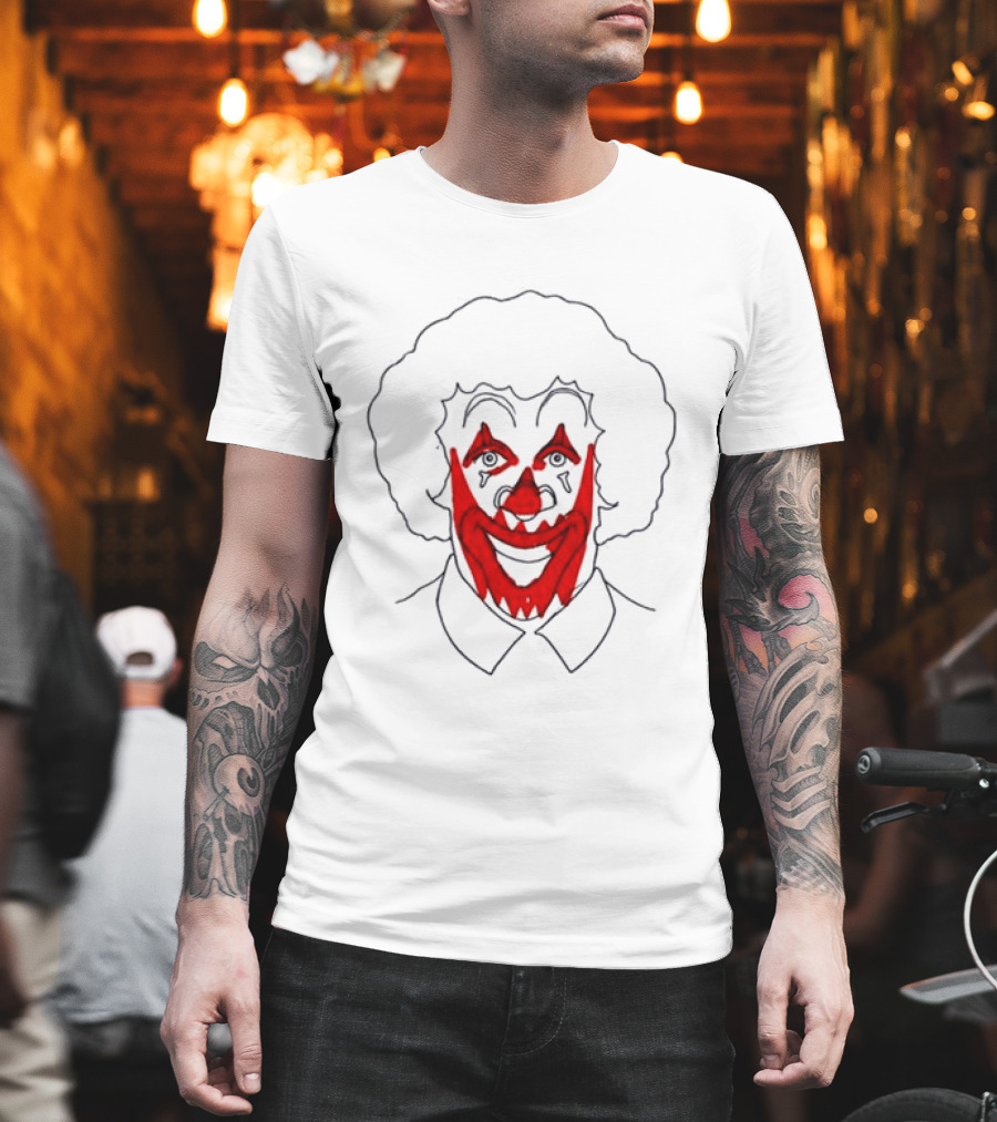 Asspizza Store Ronald Clown Face Drawing Red Lips White Collar T-Shirt