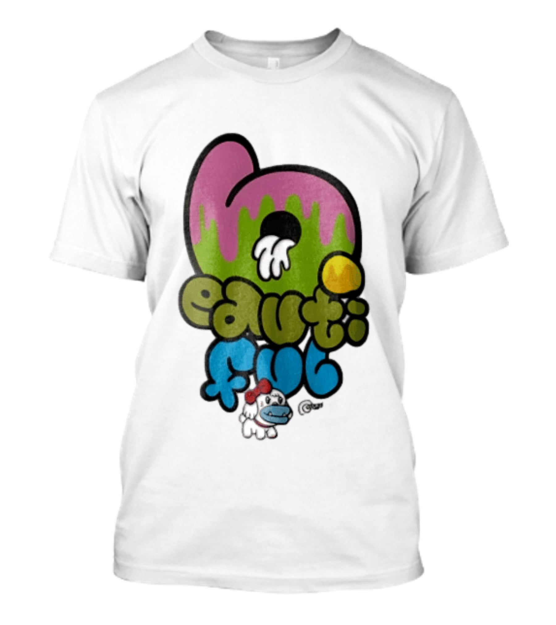 Beautiful Graffiti Lettering Dripping Paint Cartoon Dog With Spray Can T-Shirt