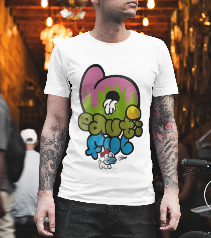 Beautiful Graffiti Lettering Dripping Paint Cartoon Dog With Spray Can T-Shirt