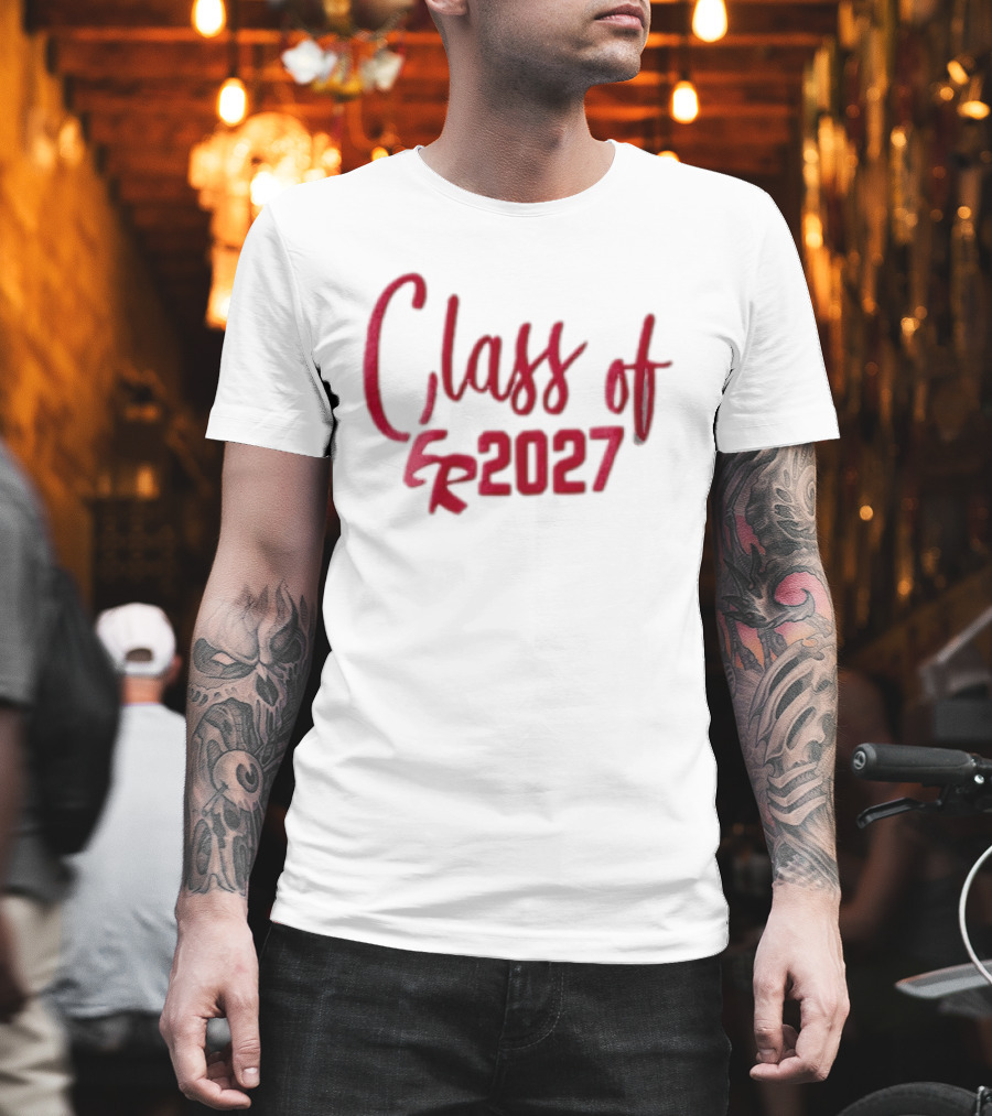 Class Of 2027 Red Script Numbers T-Shirt