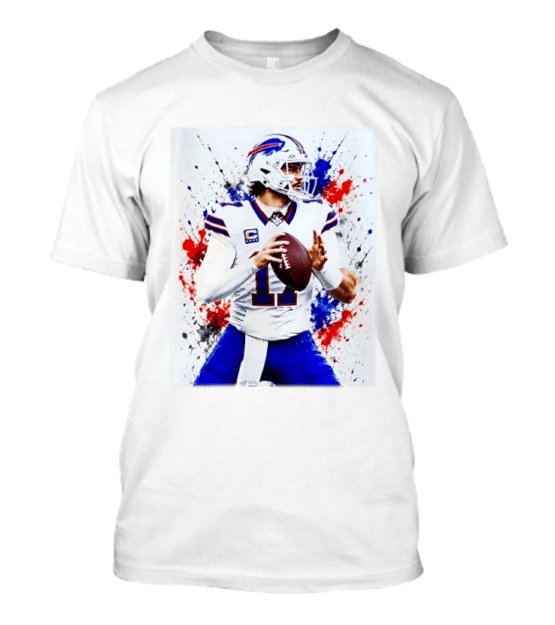 Buffalo Bills Josh Allen Paint Splatter Style Football Quarterback T-Shirt