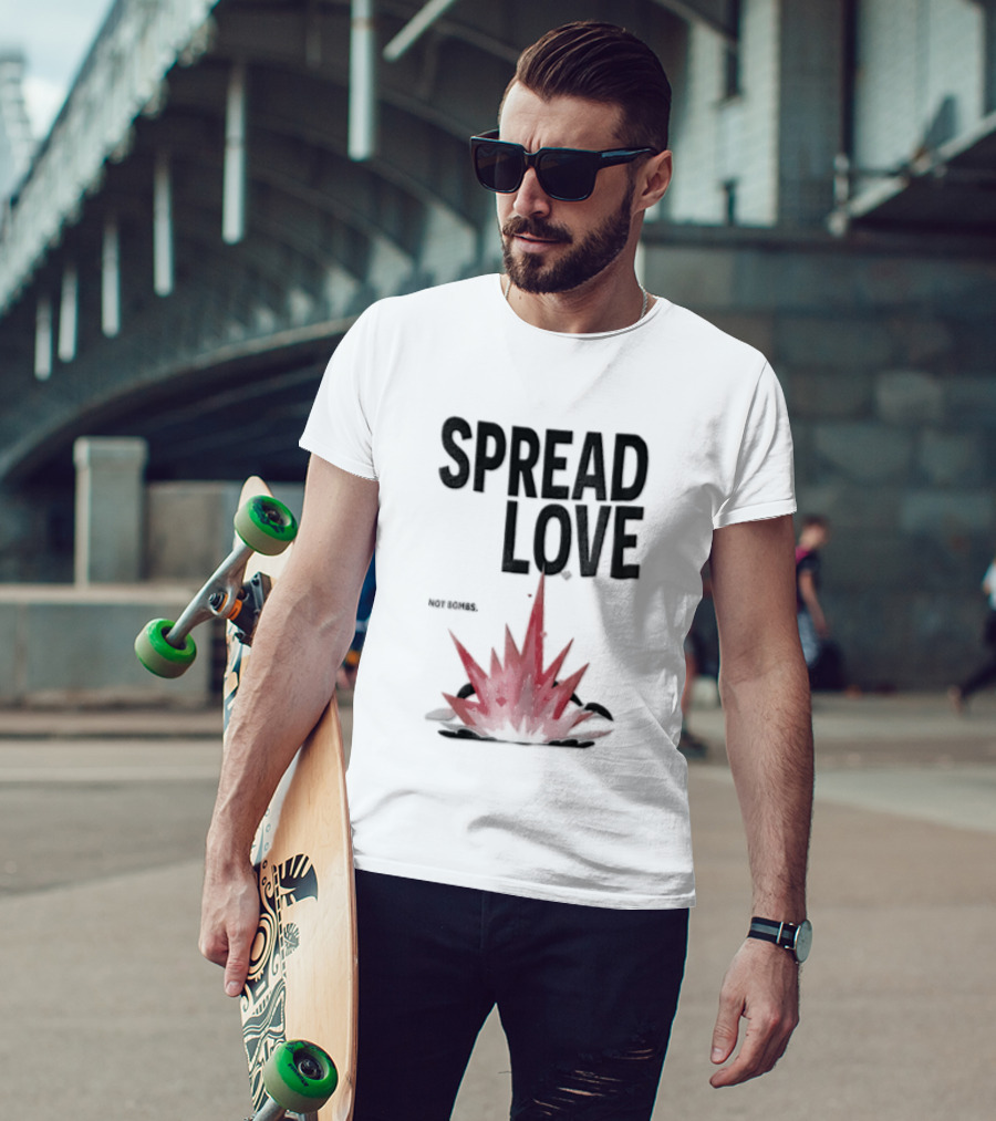 Spread Love NOT Bombs Pink Explosion Hearts T-Shirt
