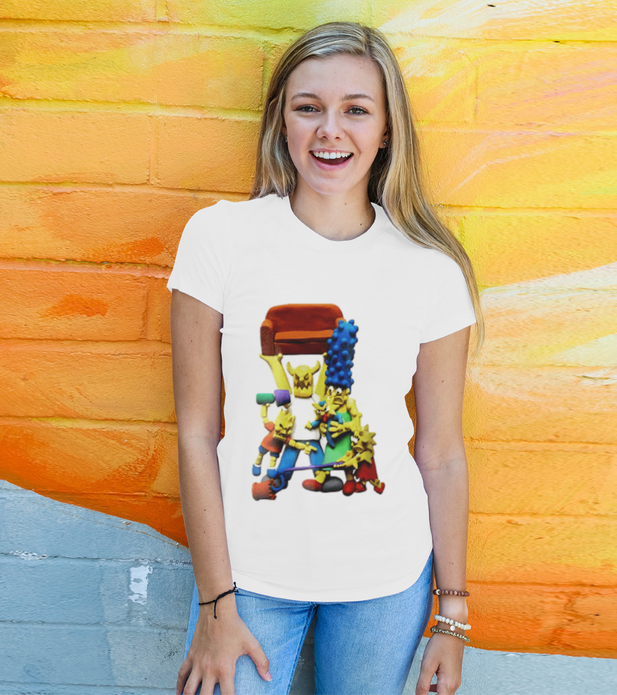 The Simpsons Claymation Family Couch Posing Scene T-Shirt