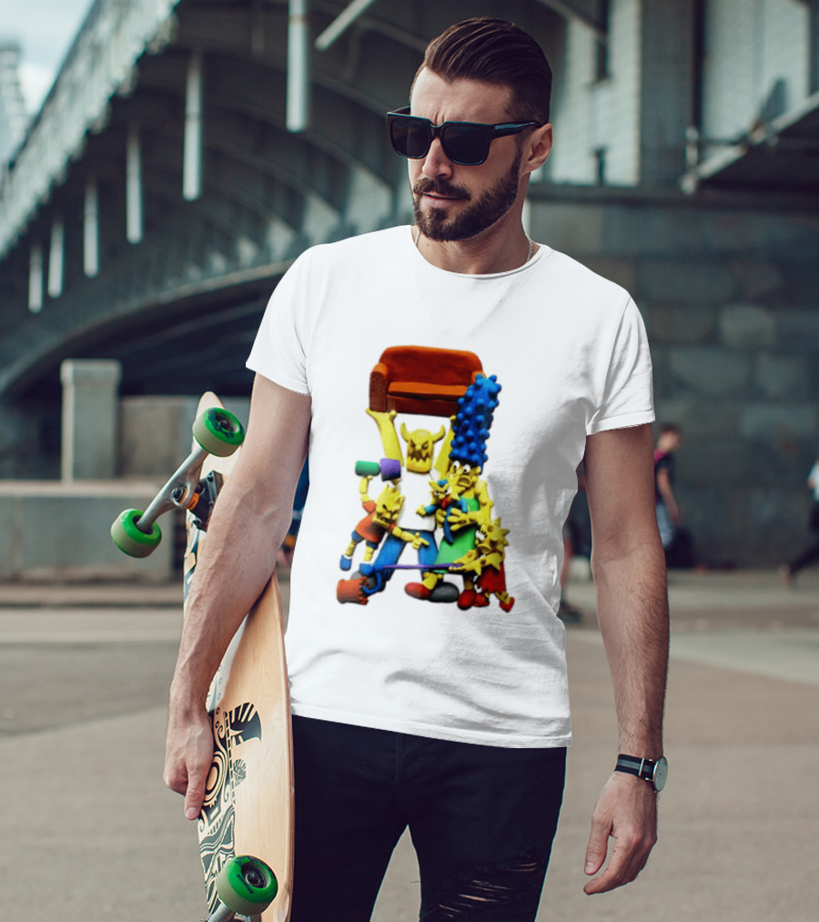 The Simpsons Claymation Family Couch Posing Scene T-Shirt