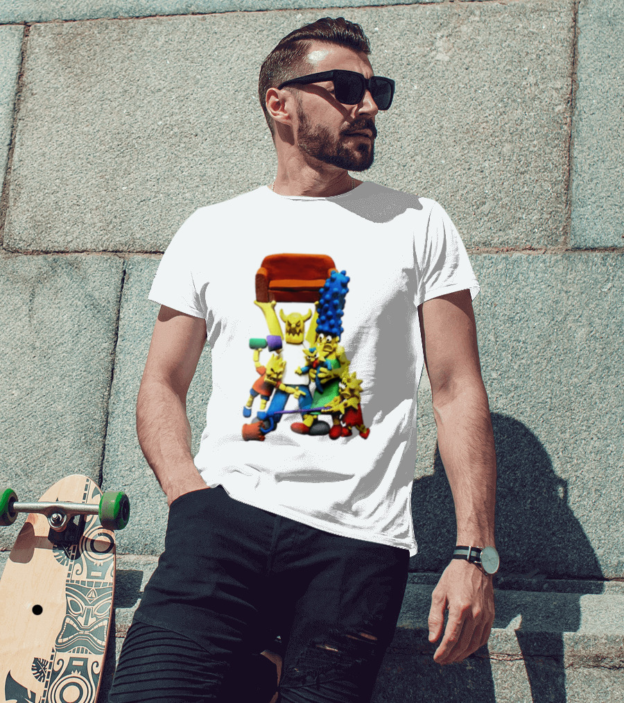 The Simpsons Claymation Family Couch Posing Scene T-Shirt