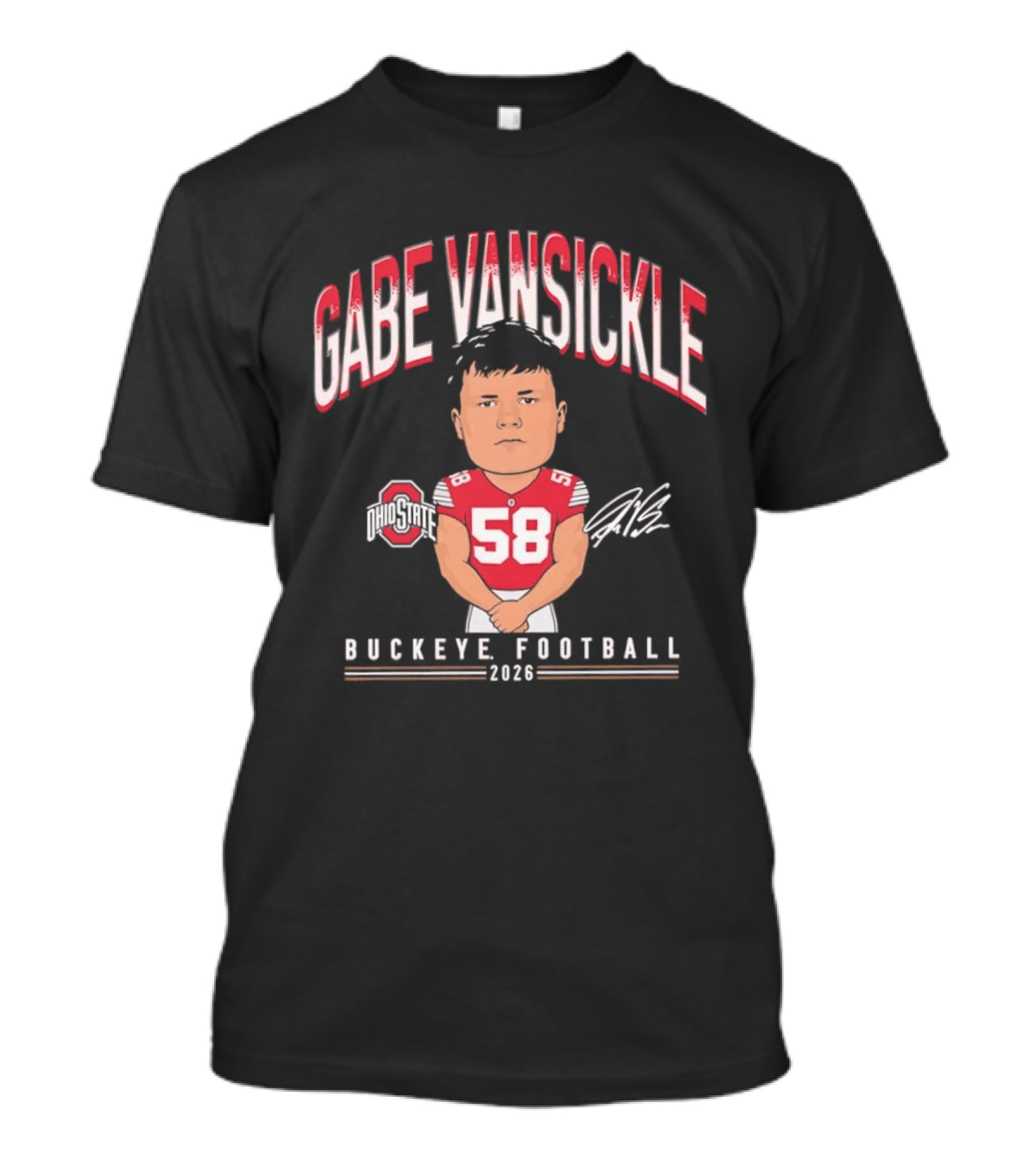 Gabe VanSickle 58 Ohio State Buckeye Football 2026 Caricature T-Shirt