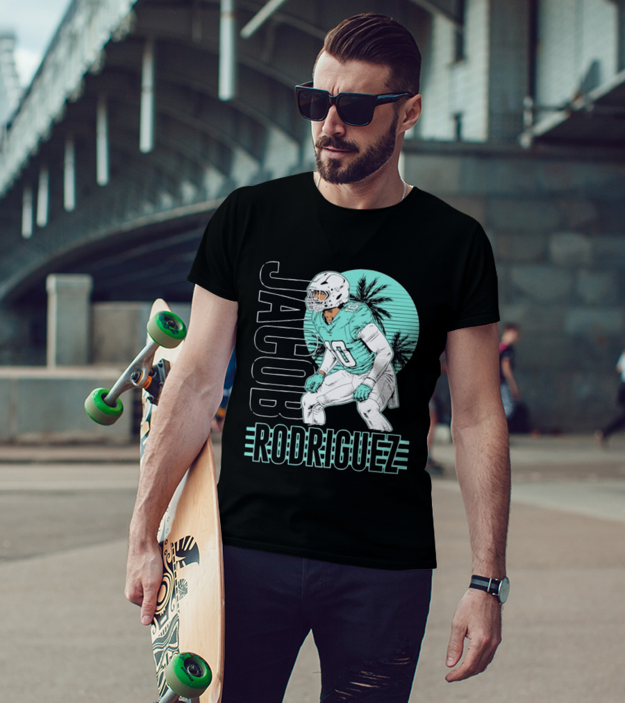 Jacob Rodriguez Miami Dolphins Palm Trees Football Player Tropical Scene T-Shirt