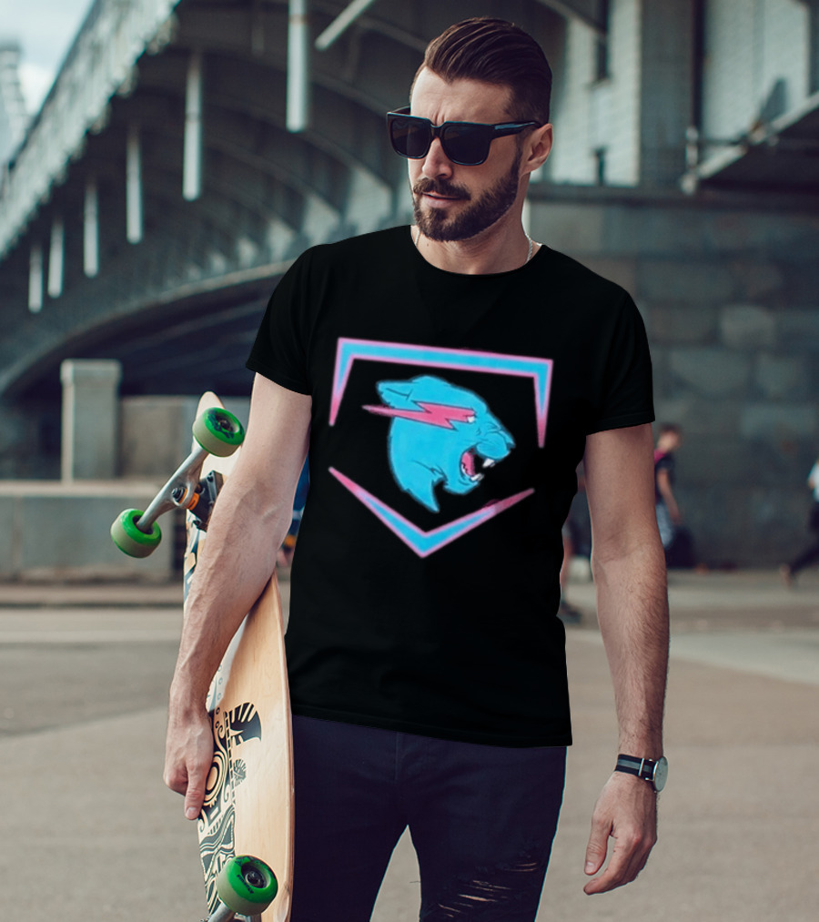 MrBeast Beast Edition Blue Panther Lightning Bolt T-Shirt
