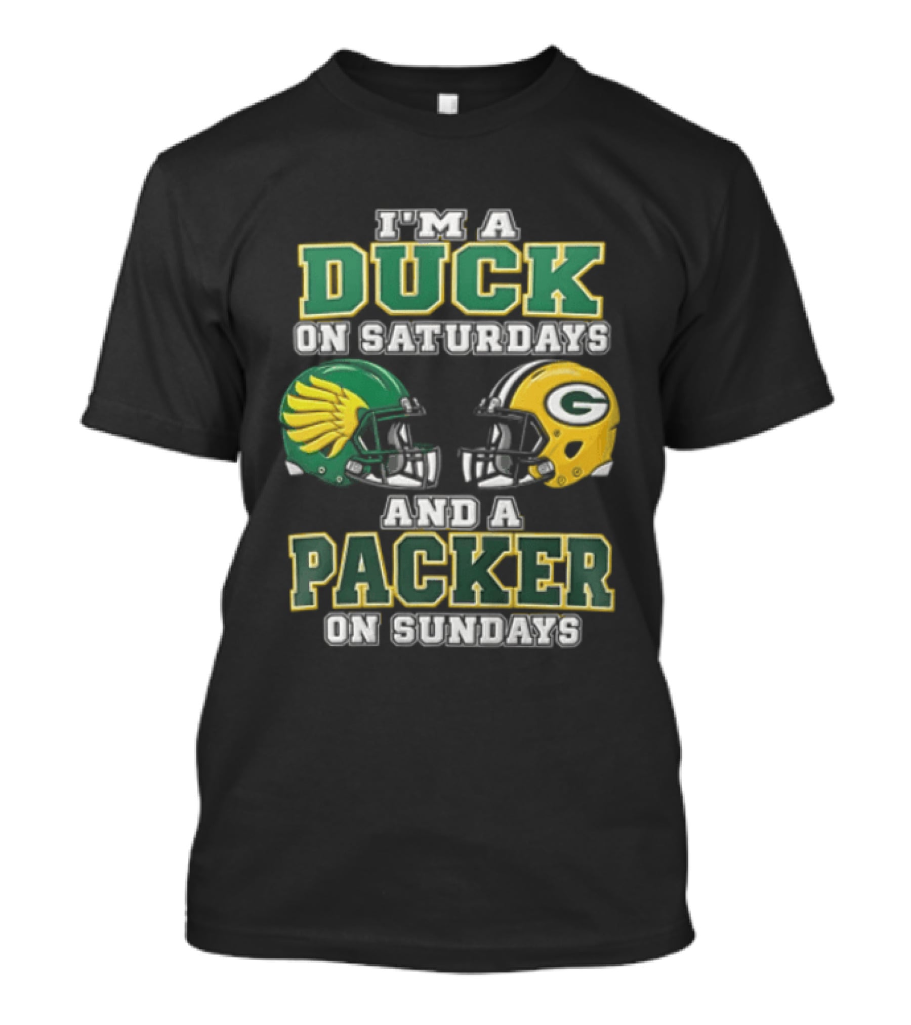 I'm A Duck On Saturdays And A Packer On Sundays Football Helmets T-Shirt