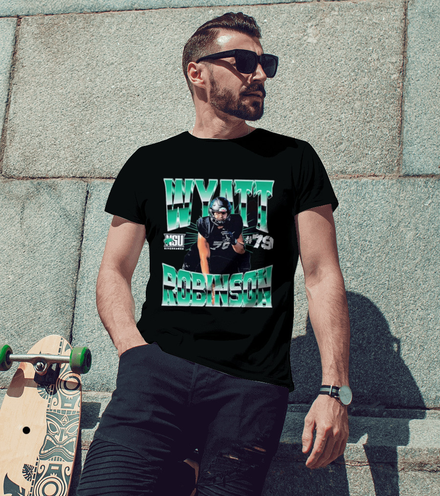 Northeastern State University RiverHawks Football Wyatt Robinson #79 T-Shirt